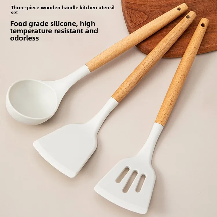 High-Temperature Resistant Anti-Scalding Kitchen Utensils Factory Direct Supply Wooden Handle Cooking Tool Set manufacture