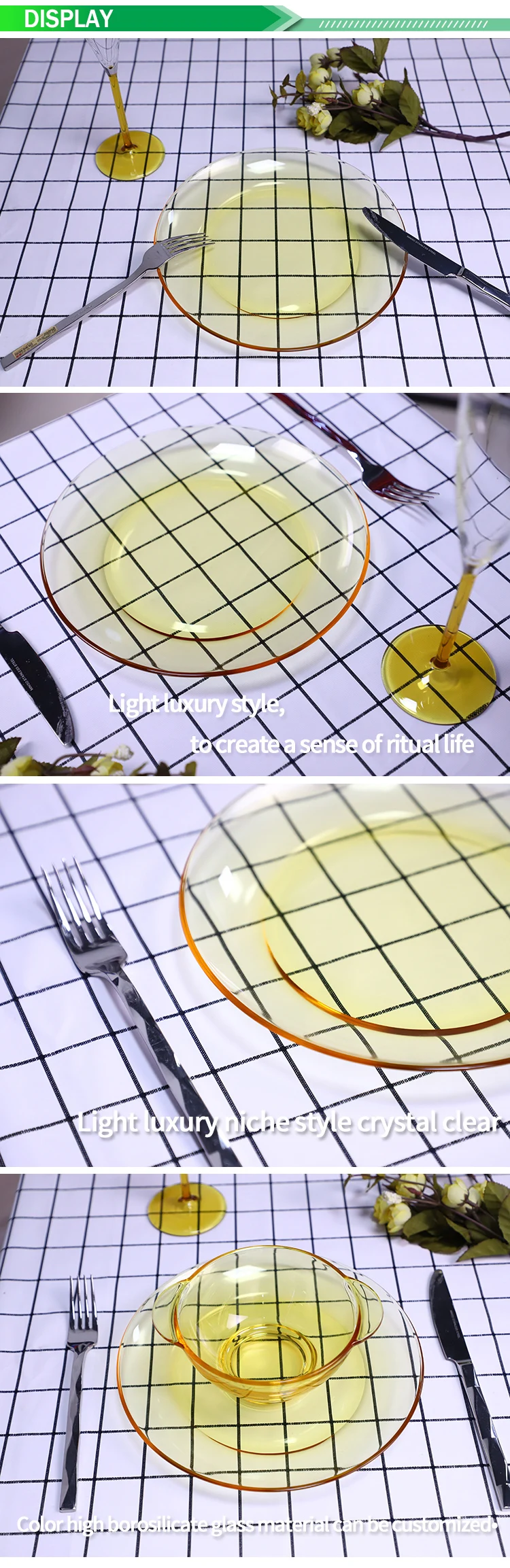 Wholesale High Borosilicate Clear Glass Dinner Plates Sets & Clear