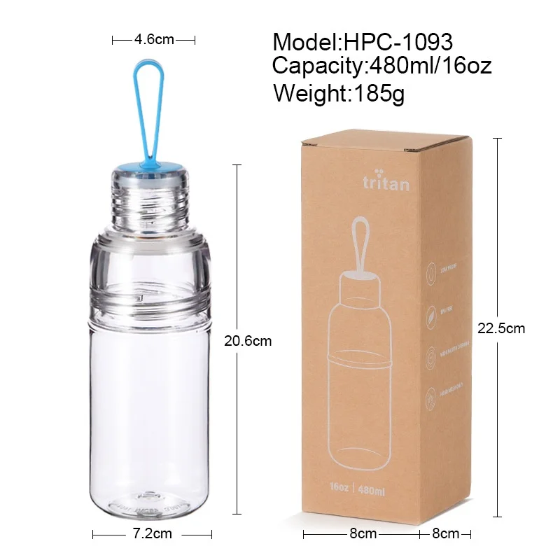 2026 New Eco-Friendly Outdoor Tritan Water Cup 480ML American-style Simple Wide-mouth Portable with Silicone Handle preview 5