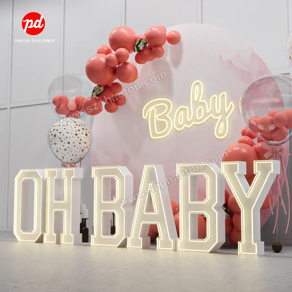 Party Supplies OH BABY LED Neon Marquee Letter Baby Shower Decorations for  Baby Shower Party Decoration