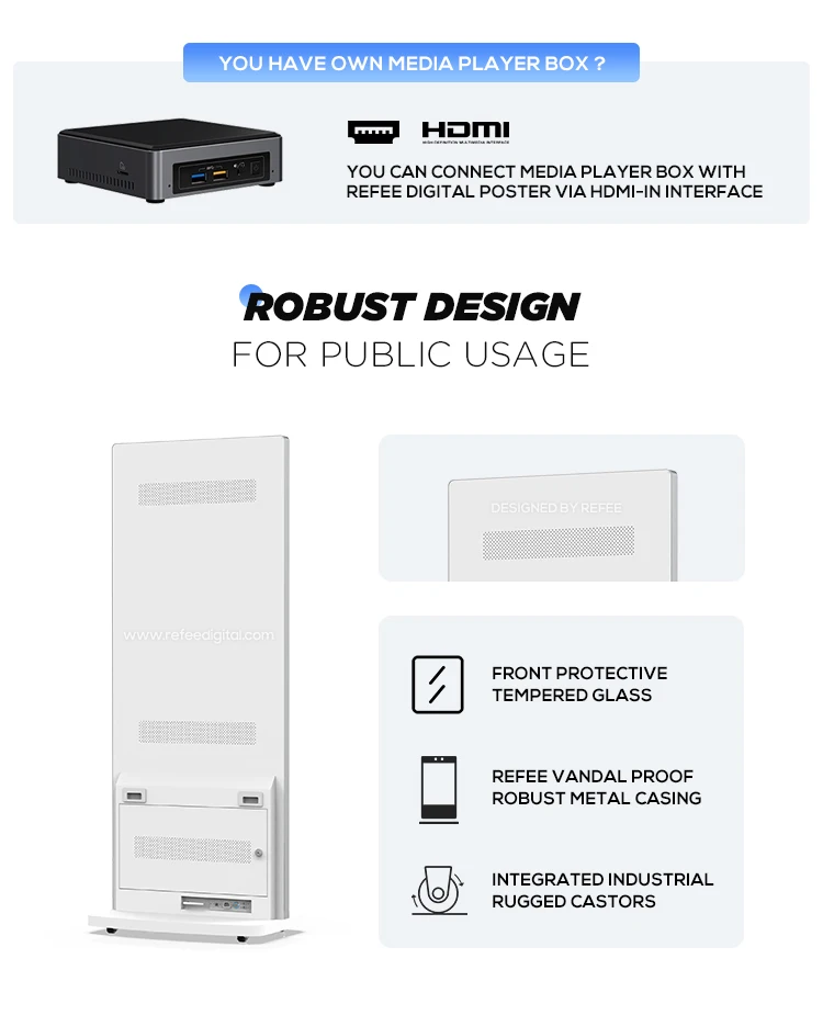 Interactive Floor Standing Android Players for Digital Signage