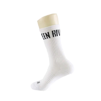 100% cotton white custom men tennis socks with letter