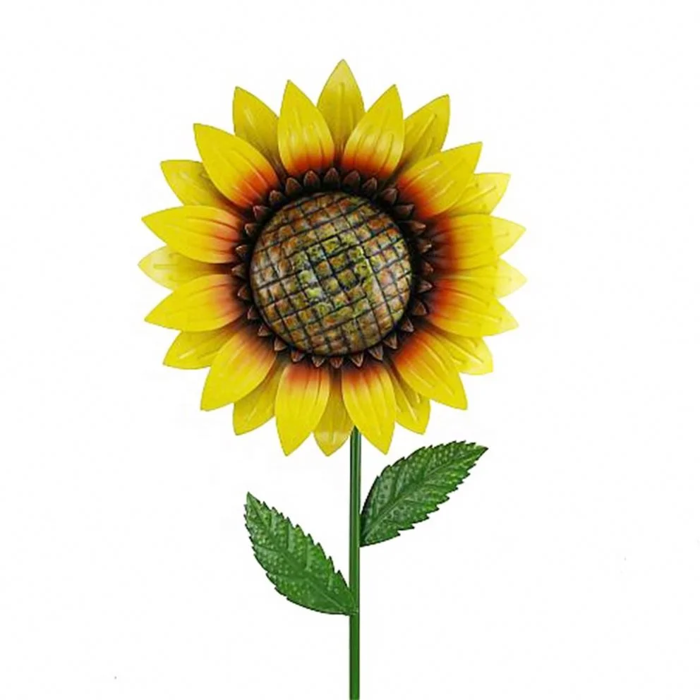 Metal Sunflower Art Waterproof Garden Stake