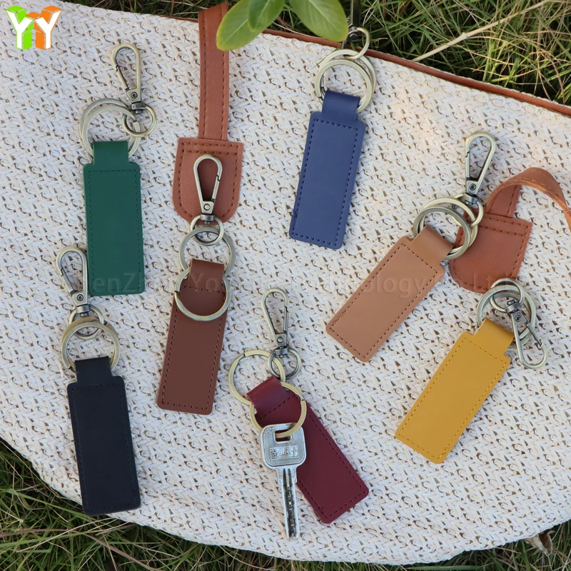 Leather Car Keychain Portable Key Ring Clip Strap Car Keyring
