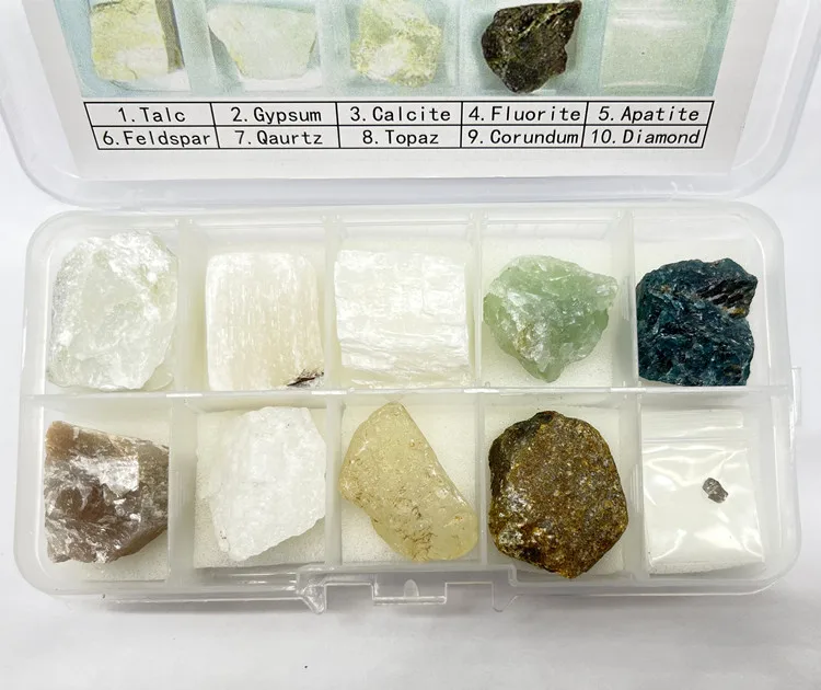 Mohs Scale Of Hardness 10 Kinds Mineral Specimen For Hardness Test Kit