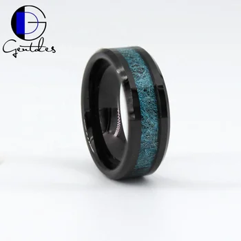 Gentdes Jewelry Men's Band Tungsten Carbide Ring With Carbon Fiber Inlay