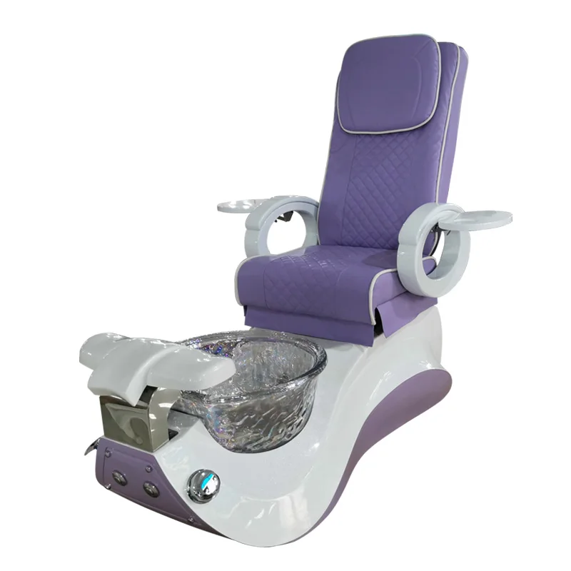 Purple Multifunctional Electric Spa Foot Massage Pedicure Chair Customizable Color Drainage Pump 7-Color LED Lamp Plastic