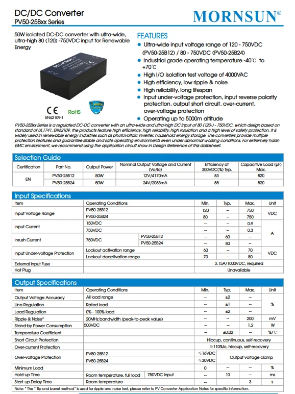 Mornsun Dc/dc Converter Wide Input And Input For Renewable Energy 12v ...