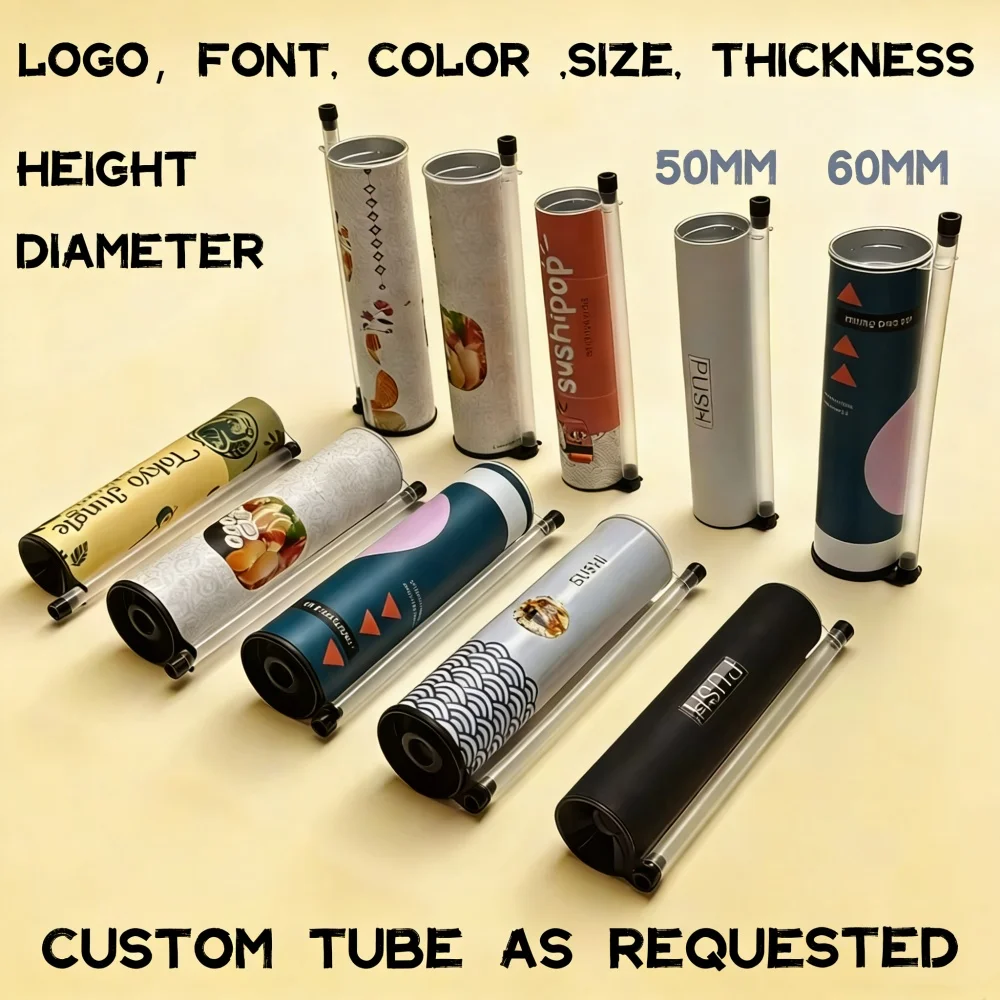 Custom Push Pop Sushi Tube Packaging Innovative Sushi Cylinder Container for Fresh Delivery Display