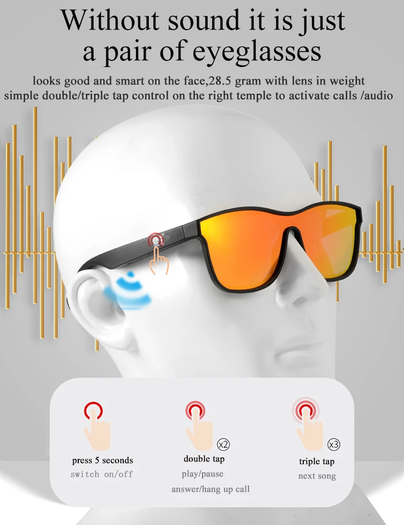 2026 KY03 Smart Glasses Outdoors Anti Blue Light Polarized Lens BT Sunglasses Wireless Earphone Smart Wearable Headset