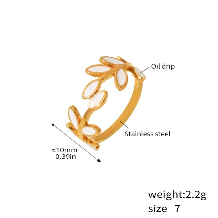 CH211 Factory Adjustable Index Finger Ring for Women Stainless Steel Tree Branches Leaves Dripped Oil Waterproof for Gift