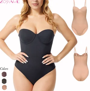 Elegant Plus Size Women's Formal Gown Strapless Tummy Control Waist Cinching Bodysuit with Underwire Breathable Body Shaping