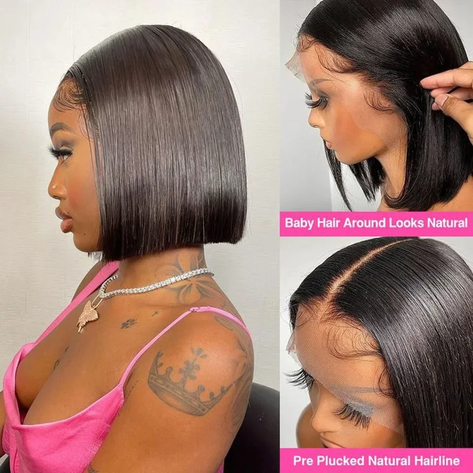 Knochen gerade Bob Perücke 13 x 4 Lace Front Echthaar Perücken für Frauen_voghion.com