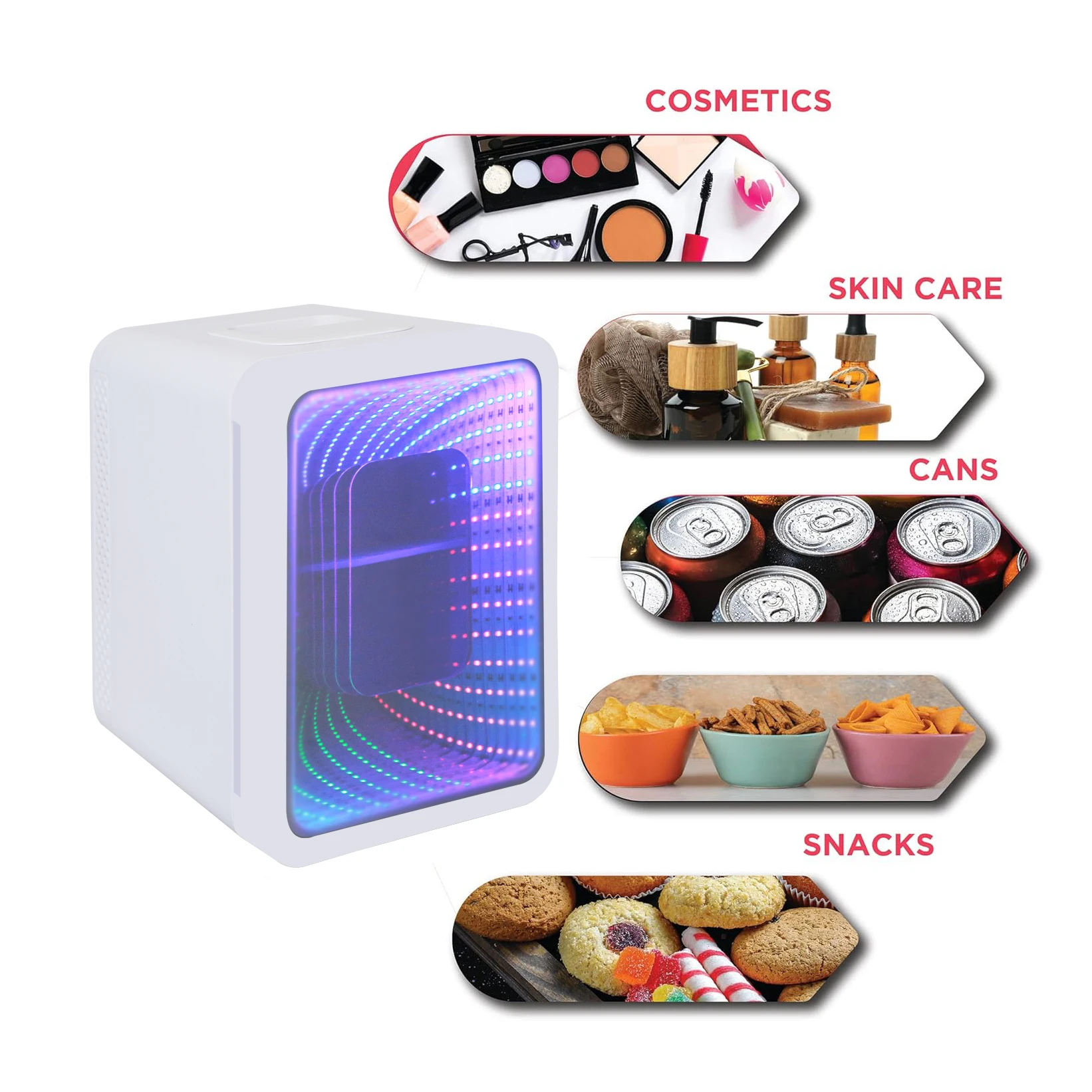 New 4 Liter Mini Fridge 12 Volt Dc Refrigerator Game Gaming Fridge Portable Small Fridge Led Light Mirror