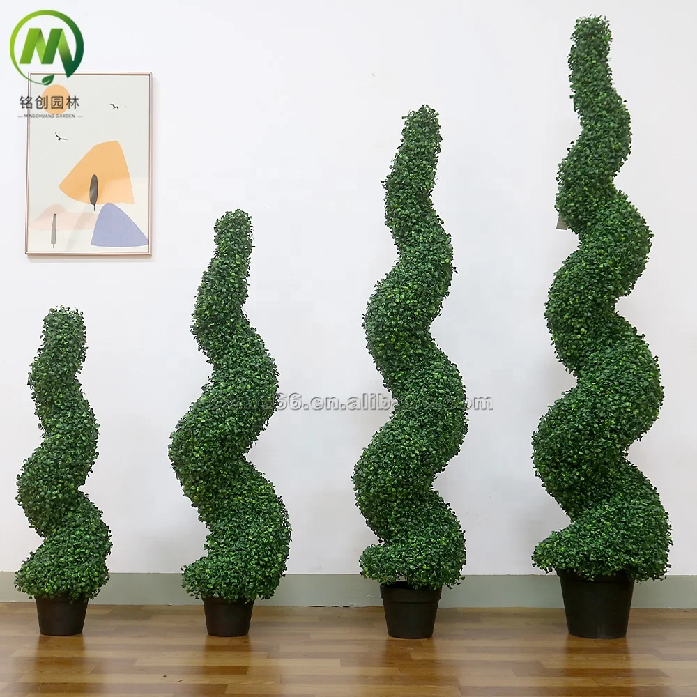 Customized Height Indoor Simulation Plant Artificial Topiary Trees  Outdoor Spiral Cypress Tree for Garden Landscaping