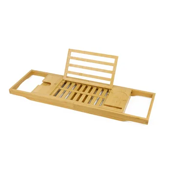 Wholesale Eco-Friendly Extendable Bamboo Bath Caddy Bathtub Tray With Extending Side