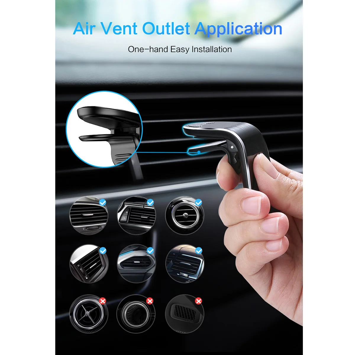 Supporto telefono magnetico per auto in alluminio per bocchette aria_voghion.com
