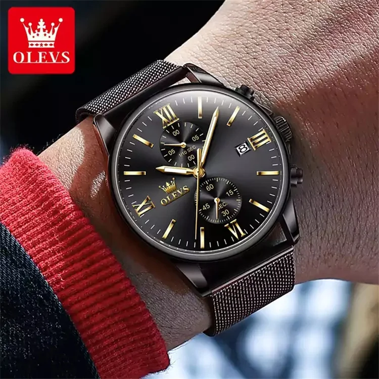 OLEVS 2886 Watches for Men Luxury Chronograph Quartz Watch Fashion Business Waterproof Luminous Stainless Steel Wrist Watch