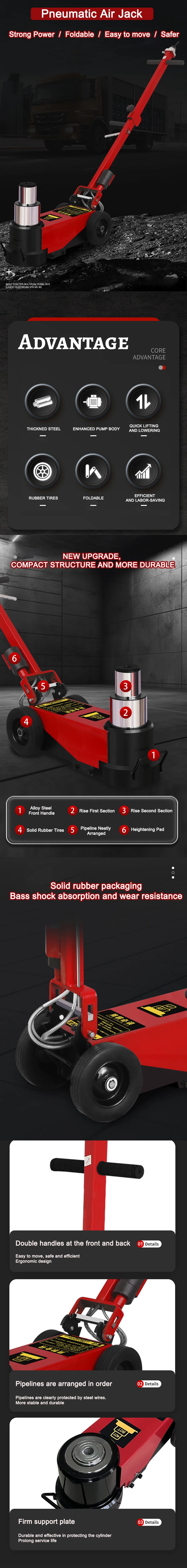 Phenumatic Ruck High Quality Air Hydraulic Truck Jacks - 80 Ton Pneumatic Lifting