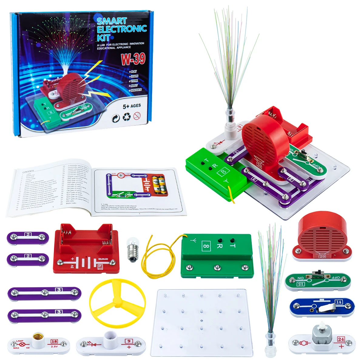 Kit De Circuitos Electrónicos UOCAI Para Niños – Incluye Árbol De Fibra Óptica Y Ventilador, Experimentos De Física A Partir De 5 Años