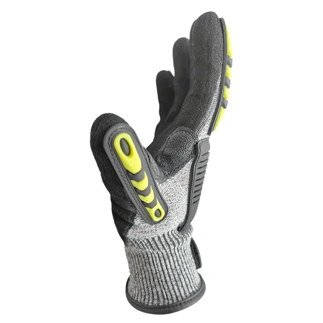 Oilfield Construction Industrial HPPE Nitrile Palm Coated TPR Anti Impact Vibration Cut Resistant Work Gloves