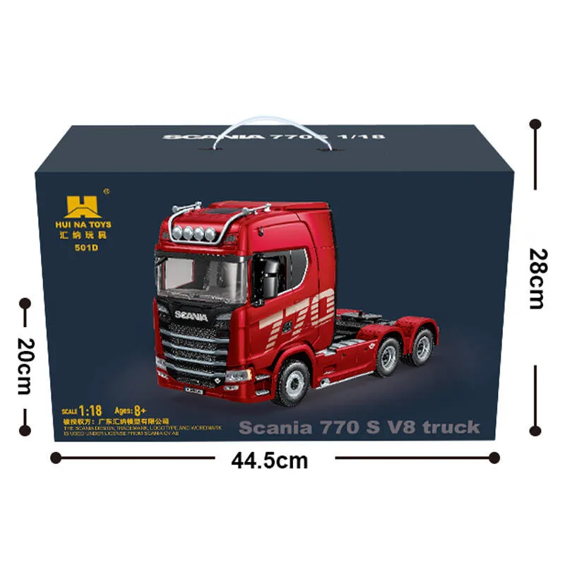 New HUINA 1501 770S V8 RC Tractor Truck - 1/18 Scale Red Toy with
