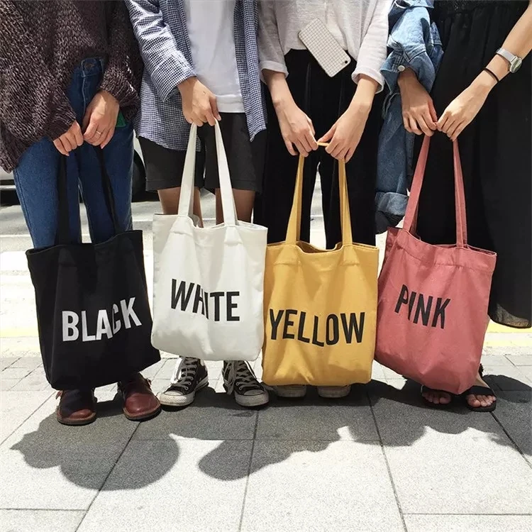 Women Tote Bag Capacity Bulk Tote Bags Customized Folding Large Cotton Shopping Canvas Cotton Cloth Shoulder Shopping Bags manufacture