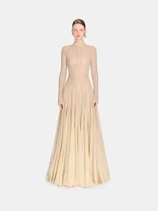 Bettergirl Vietnam Ramadan Hot Selling 2026 French Luxury Floral Lace Long Sleeve Long Dress Party Pleated Elegant Evening Dress