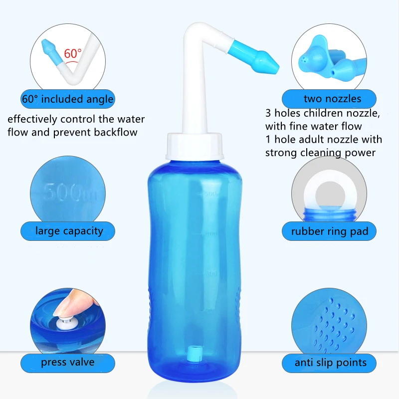 Water Pulse Sinus Rinse Nasal Irrigation Bottle Nose Cleaner Nasal ...