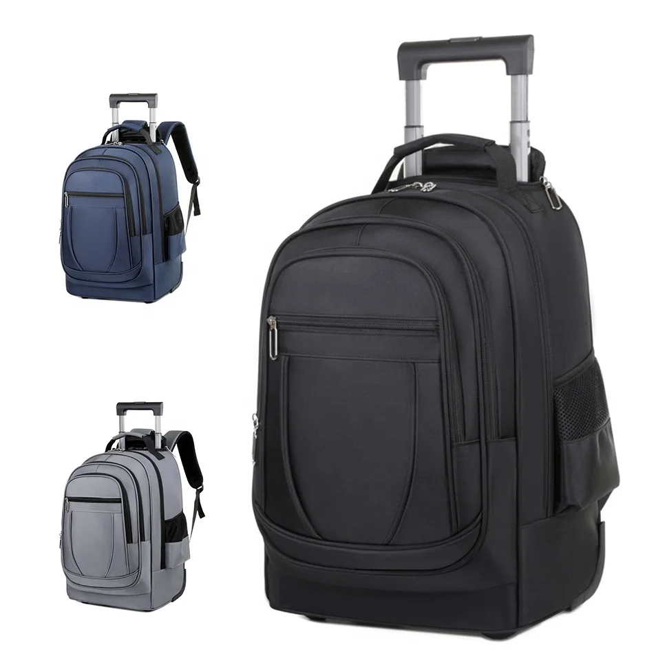 Business Designer Backpack Mens Large Capacity Laptop Waterproof Travel Trolley School Bags Travel Bagpack With Wheels