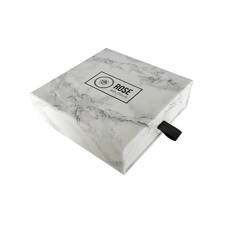 Пользовательский логотип печатный белый мрамор роскошная картонная подарочная упаковка ящик для ювелирных