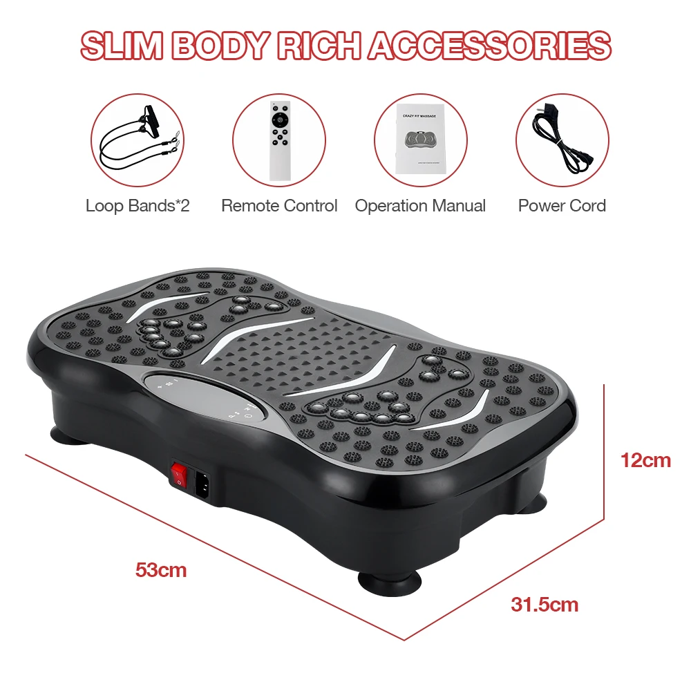 Home Use Vibration Plate Exercise Machine  Classic Style Gym Whole Body  With Handle Machine Body Fitness