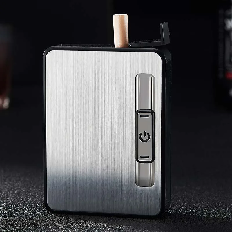 New Cigarette case with USB Lighter Built-in Heat Coil Lighter case Cigarette Is Smoking Accessories
