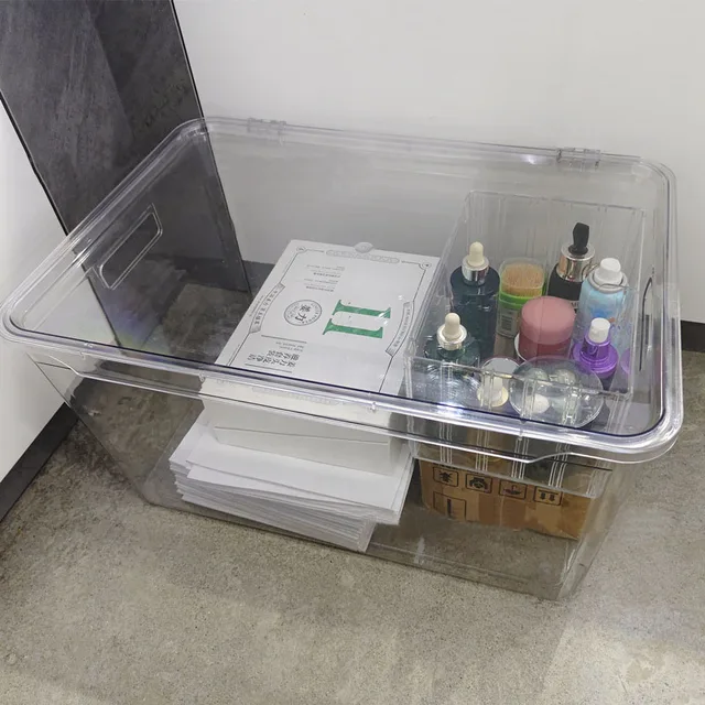 China wholesale Stocked Transparent Clear Space Saving PET Plastic Storage Box Simple Storage Solutions