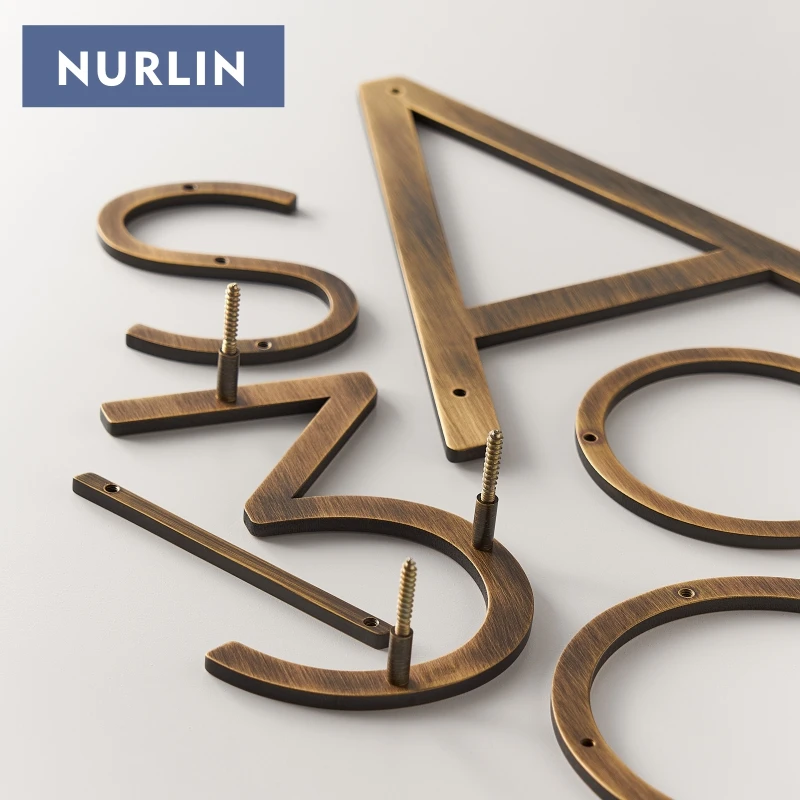 Nurlin Твердый латунный настраиваемый старинный Бронзовый дом Офисная компания парк буква 3D плавающая подпись