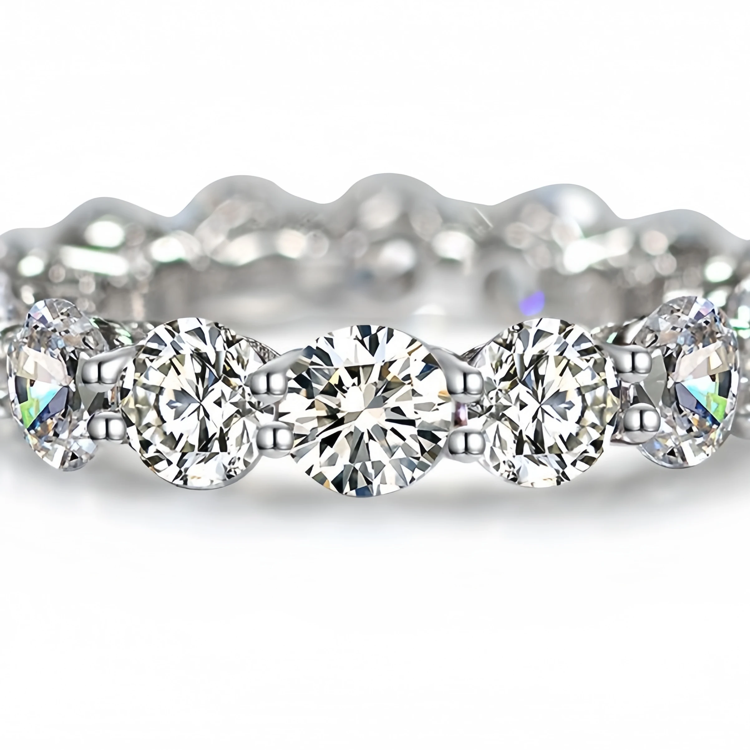 MUSHAN Jewelry Factory High Carbon Diamond Wedding Rings 925 Sterling Silver Ring Round Cut Zirconia Eternity Engagement Bands