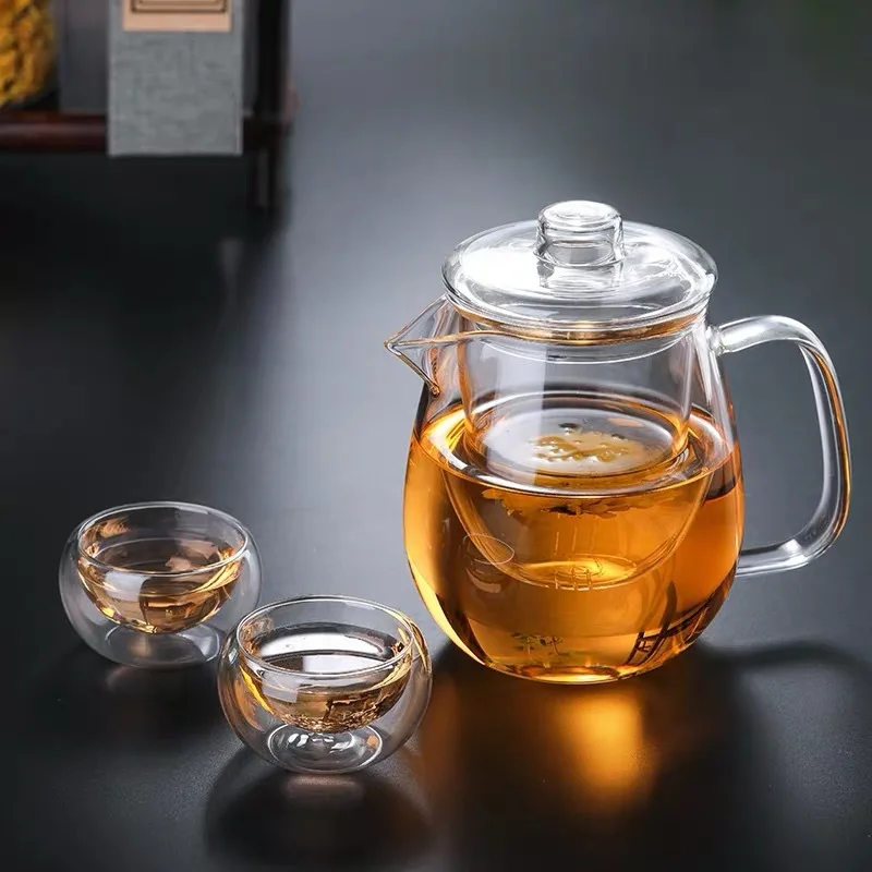 Clear Glass Tea Kettle with Removable Infuser High Borosilicate Tea Kettle  600ml 