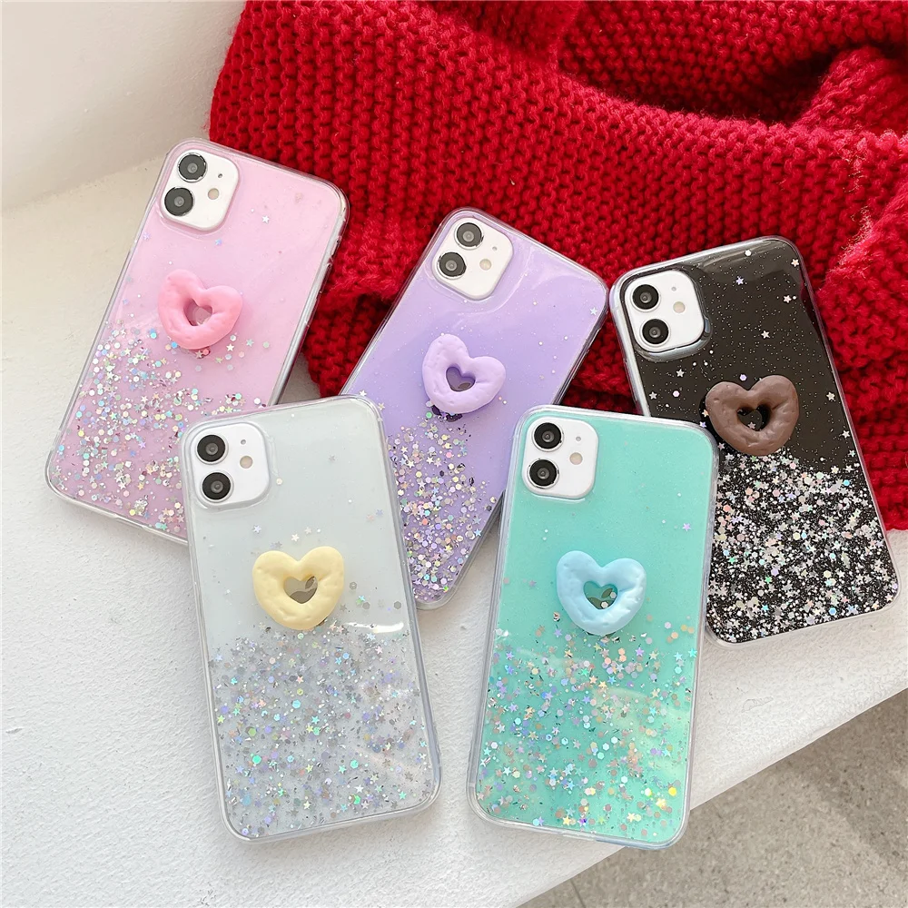 iPhone 12 Mini Glitter Case  iPhone 12 Mini Glitter Heart Case vLove