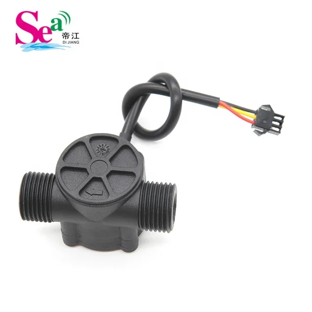 SEA Water Flow Sensor YF-S201A 1/2'' Port Waterproof 0.5-25LPM NPN Pulse Output Nylon Impeller Turbine