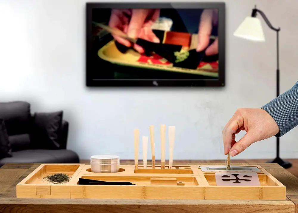 
Высококачественный бамбуковый магнитный складной поднос для сорняков, деревянный поднос для сорняков под заказ с магнитной крышкой 