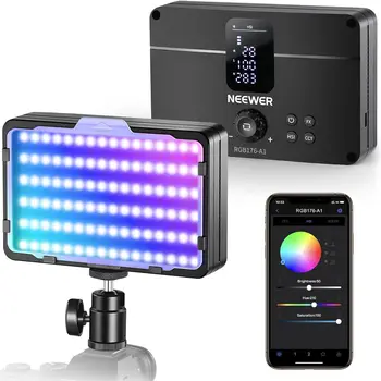 NEEWER RGB 176-A1 LED Video Light Panel 17 Scenes CRI97+ 2500K-10000K 10W Portable on Camera Light for Photography