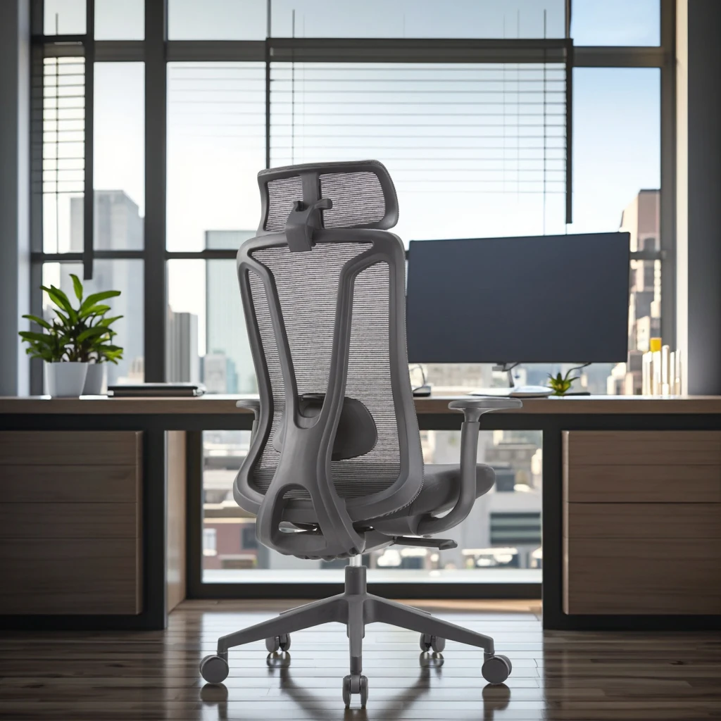 Luxury Breathable Special Mesh Chair Double Layer Weave Contoured Backrest Full Adjustment Soft Headrest Office Executive Chair 4