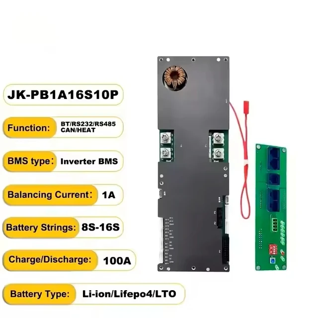 JK Inverter BMS V19 Upgrade Smart BMS JK PB1A16S10P LiFePo4 BT CANBUS RS485 RS232 Communication for Household Energy Storage