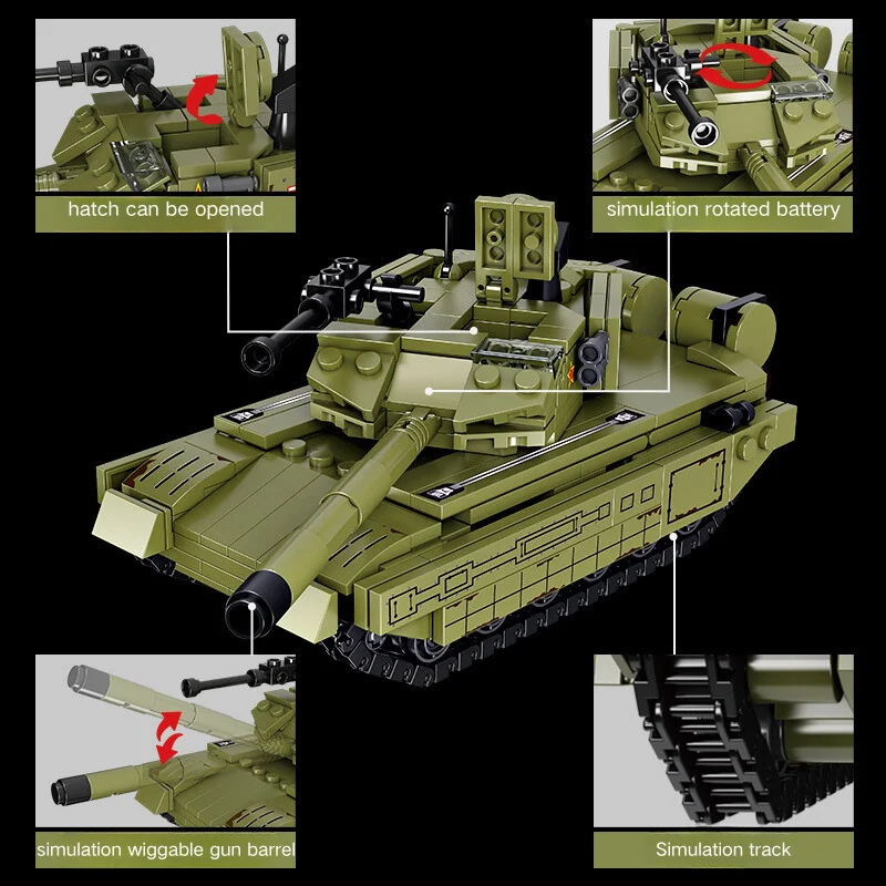 PANDAS World War Tank DIY Military Model Army Tank Soldier Play Set Artillery Armored Vehicle Building Block Made of Plastic
