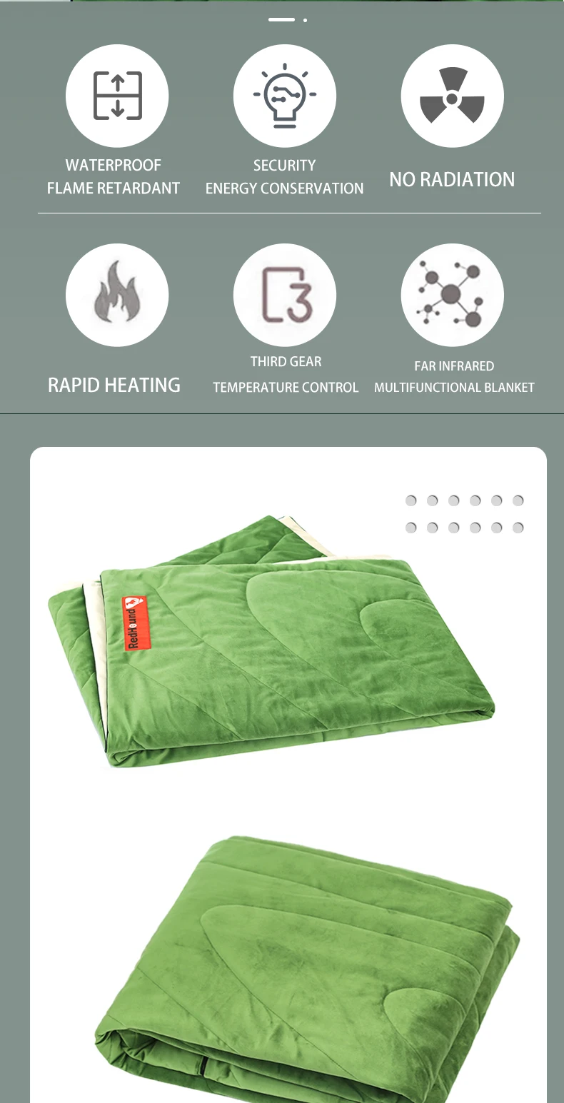 Graphene 12v Rechargeable Battery Electric Heated Car Blanket Usb