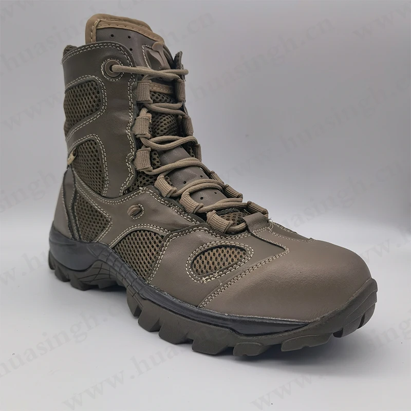 Cmh,Mid-cut Full Grain Leather Tan Fighting Boots With Pull Loops ...