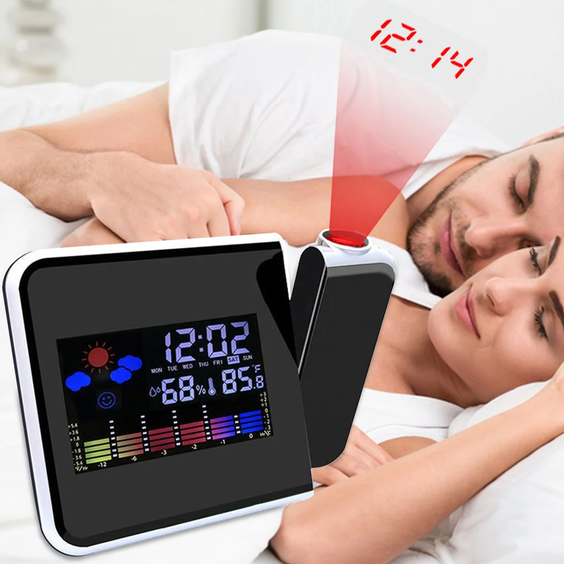 LED Mirror Digital Alarm Clock Electronic Temperature Wall Table Snooze Clock USB Watch Nightlight Home Office Smart Alarm Clock
