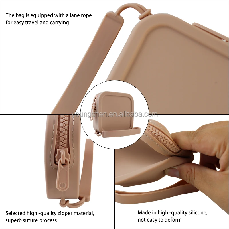 Wholesale High Quality Silicone Coin Purse Pouch Custom Logo Square Coin Purse Small Keychain