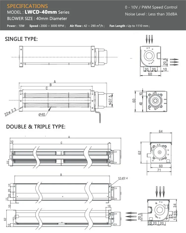 Cross Flow Fan, LONGWELL, 12V - detail 14