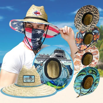 Source Custom patch logo oversized sombrero men surf beach hat women summer  beach ladies dye brown natural grass lifeguard straw hat on m.